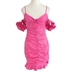 NWT OH POLLY PINK TIERRA OFF THE SHOULDER RUCHED BODYCON MINI DRESS 5354 -  4